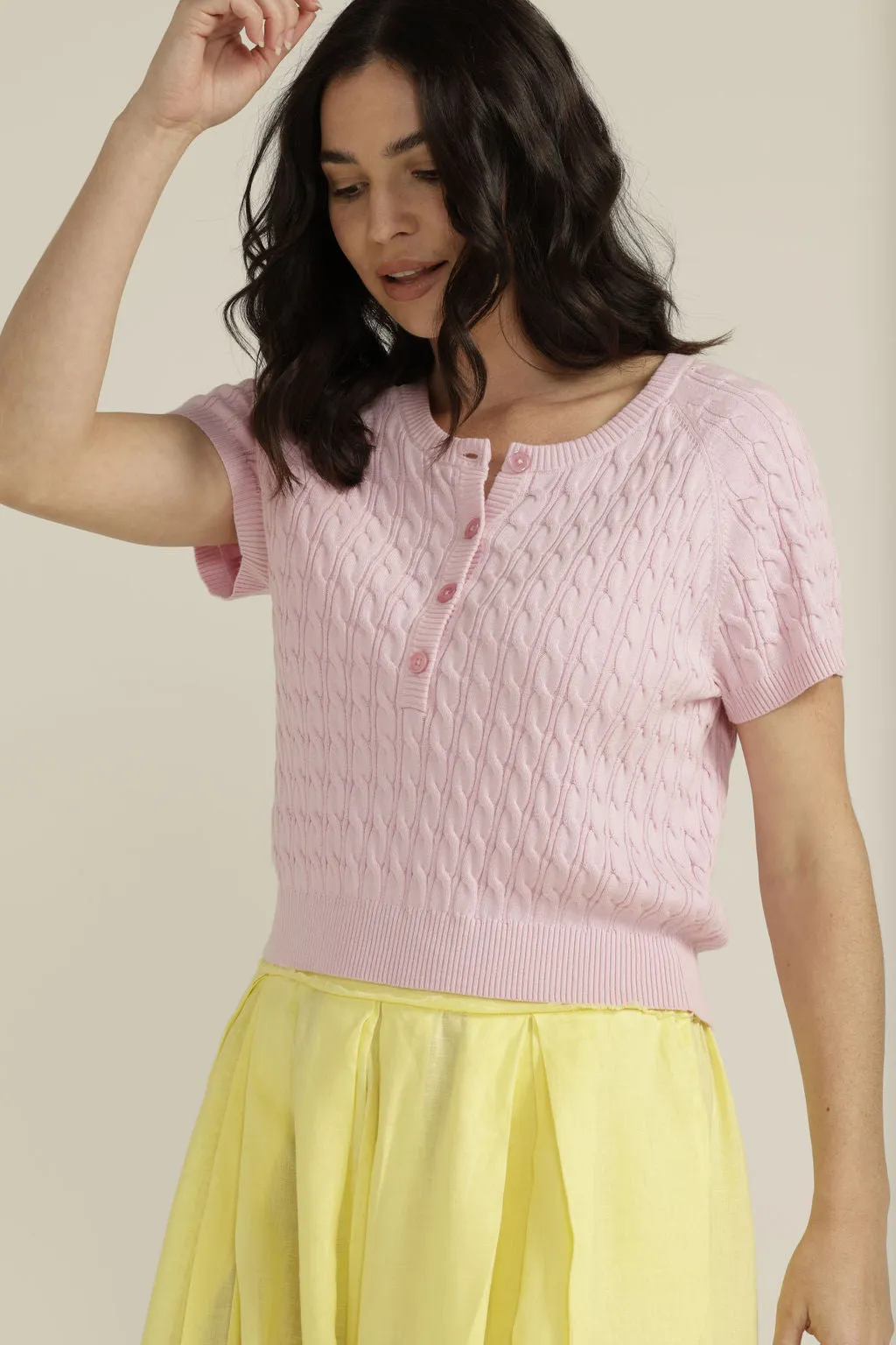 Cable Knit Short Sleeve Henly Candy