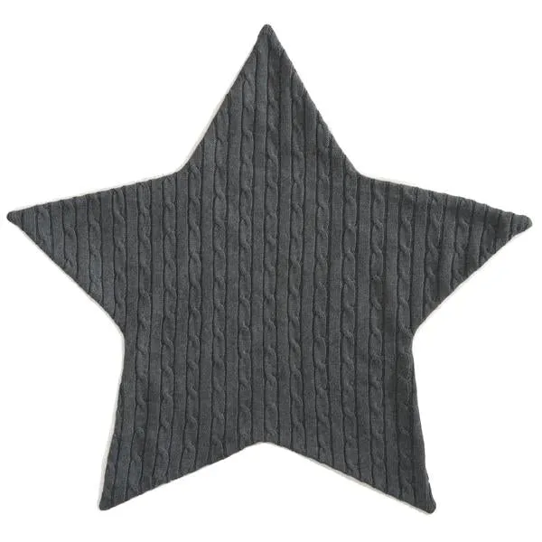 Cable Star Blanket - Charcoal Gray