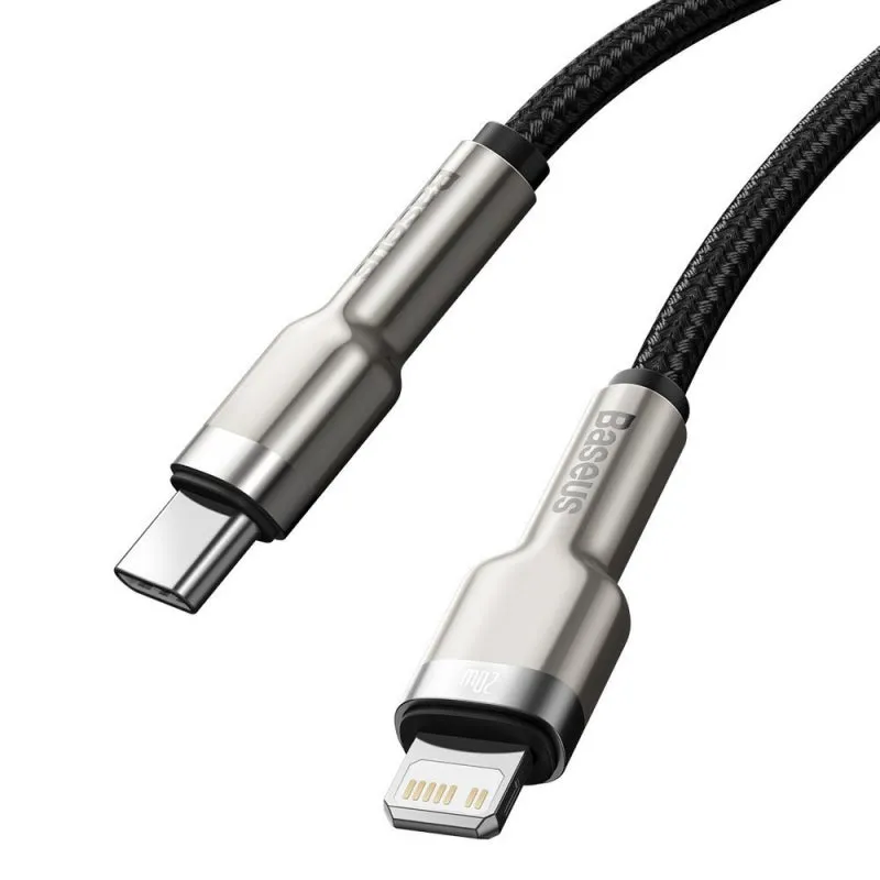 Cablu Date si Incarcare USB-C - Lightning Baseus Cafule Metal Series, 20W, 1m, Negru CATLJK-A01