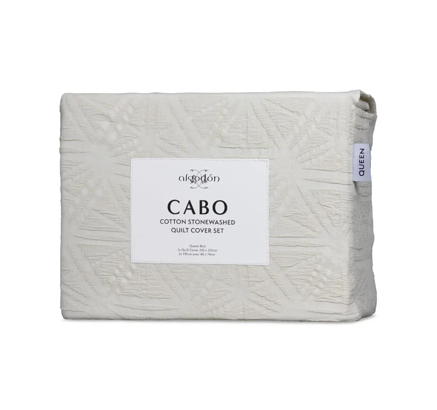 Cabo Quilt Cover Set Range Coconut Milk