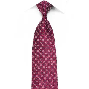 Cabrini Mens Crystal Rhinestone Silk Necktie Geometric On Burgundy With Sparkles