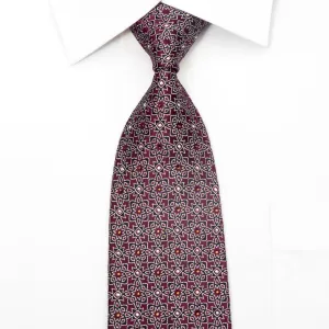 Cabrini Men's Crystal Tie Arabesque On Burgundy Sparkling With Rhinestones