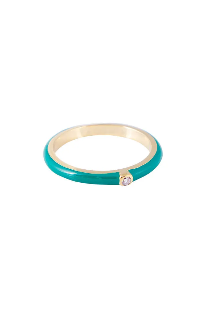 Cactus Enamel Stacker Ring