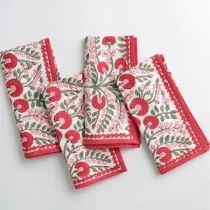 Cactus Flower Scarlet & Rose Napkins - Set/4