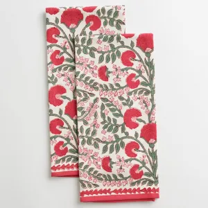 Cactus Flower Scarlet & Rose Tea Towels