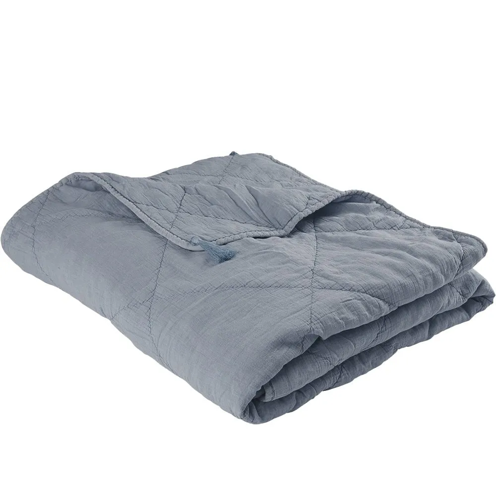 Cadet Blue Cotton Throw