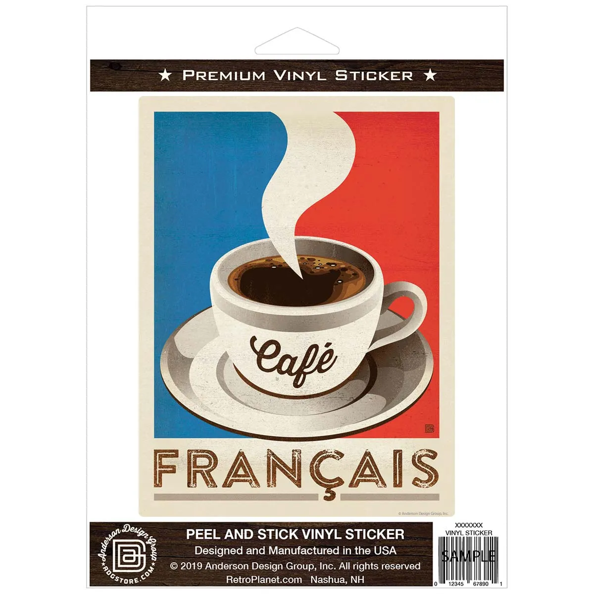 Cafe Francais French Flag Coffee Vinyl Sticker