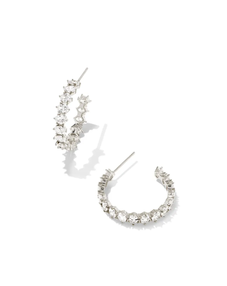 Cailin Crystal Rhodium CZ Hoop Earring