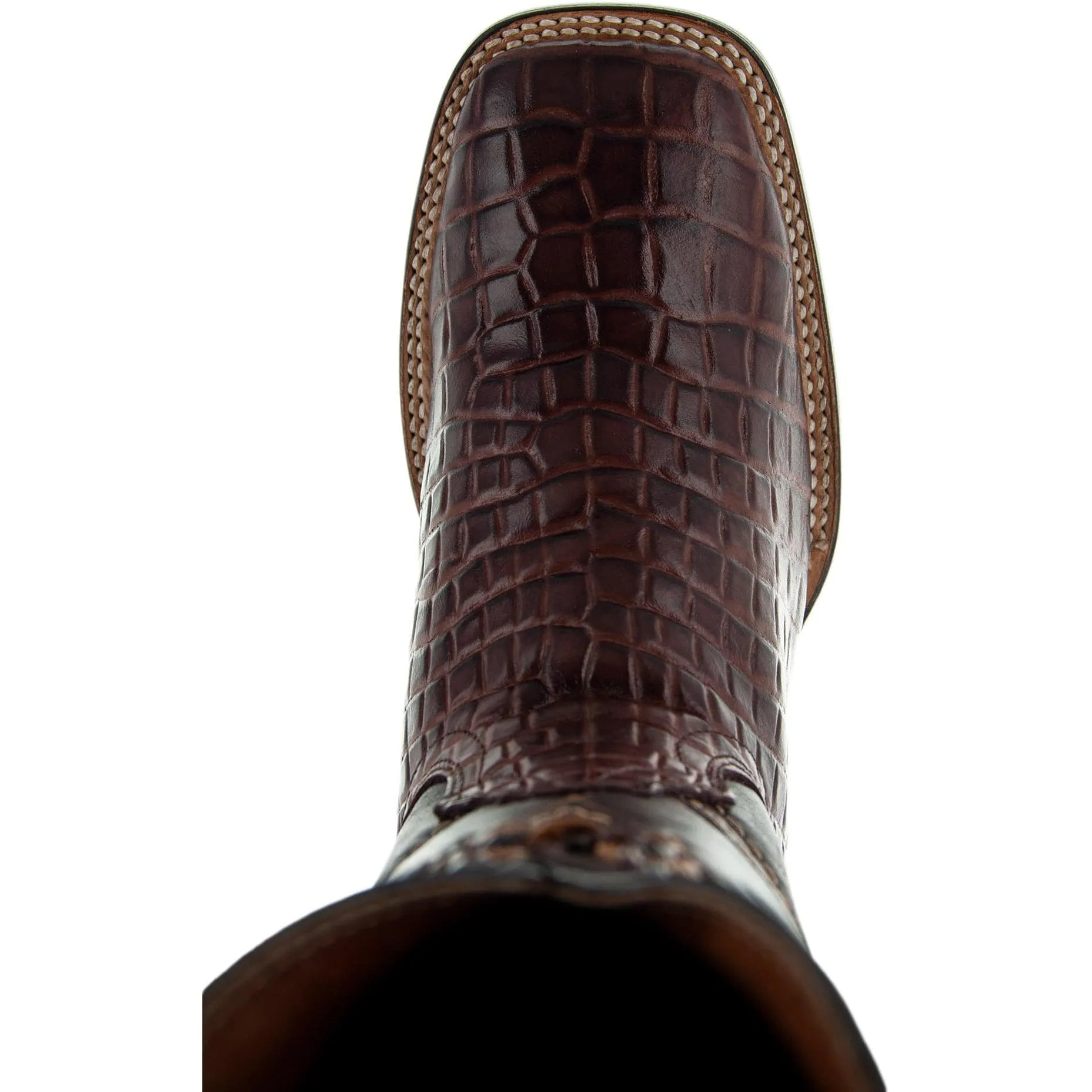 Caiman Hornback Print Cowboy Boots | Men's Square Toe Boots (H7005)