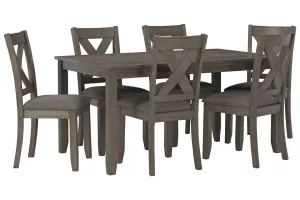 Caitbrook Gray Dining Table and Chairs (Set of 7)