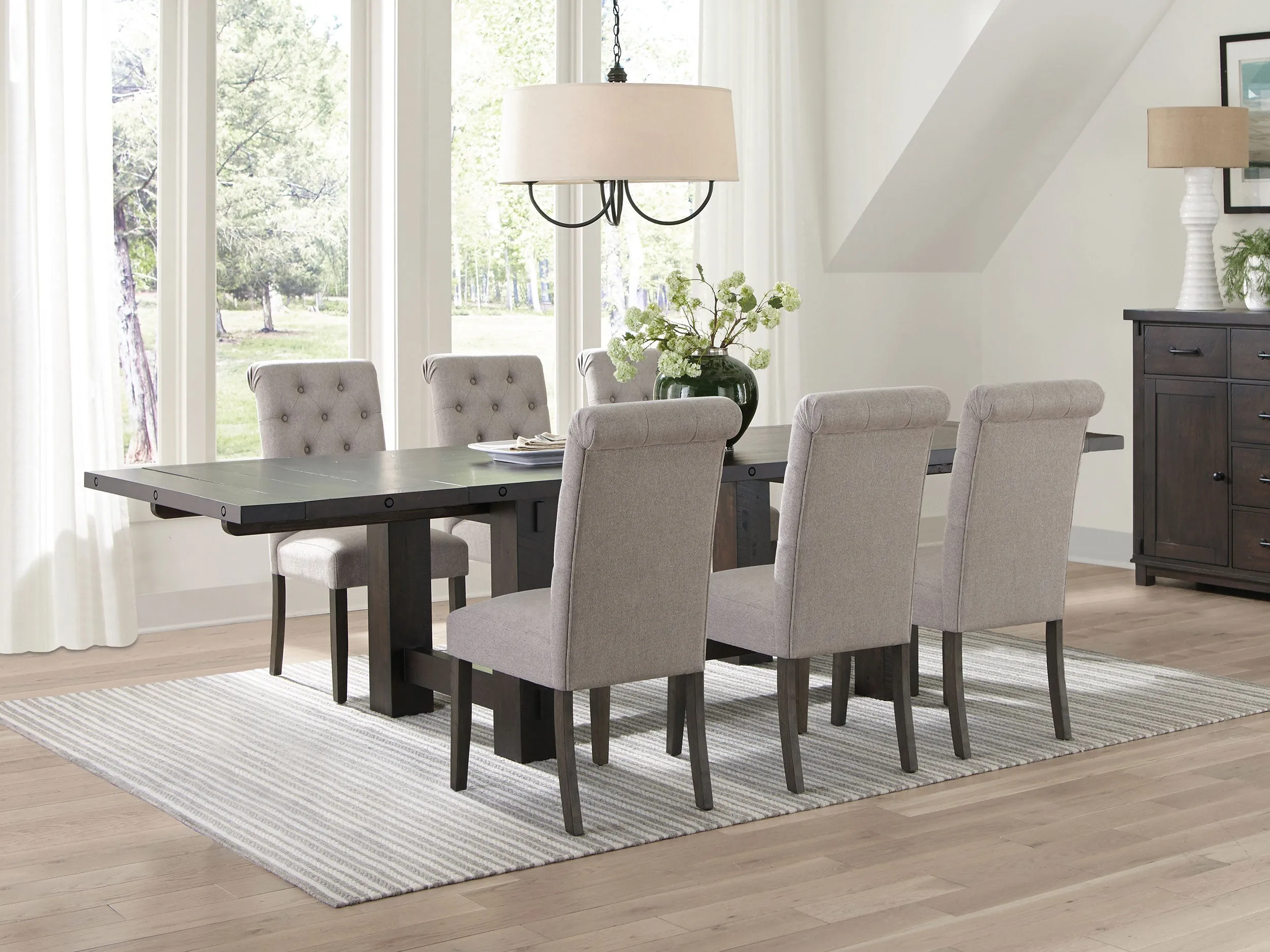 Calandra Rectangular Dining Set with Extension Leaf