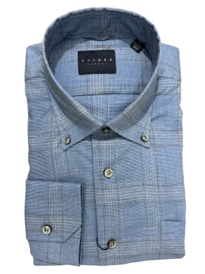 Calder Shirt Melange End on End Twill Windowpane Denim