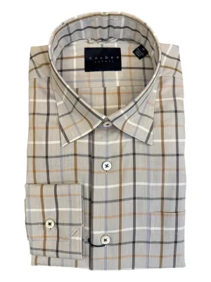 Calder Shirt Melange Twill Herringbone Plaid Fog