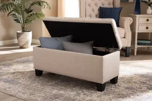 Caleb Beige Fabric Upholstered Storage Ottoman