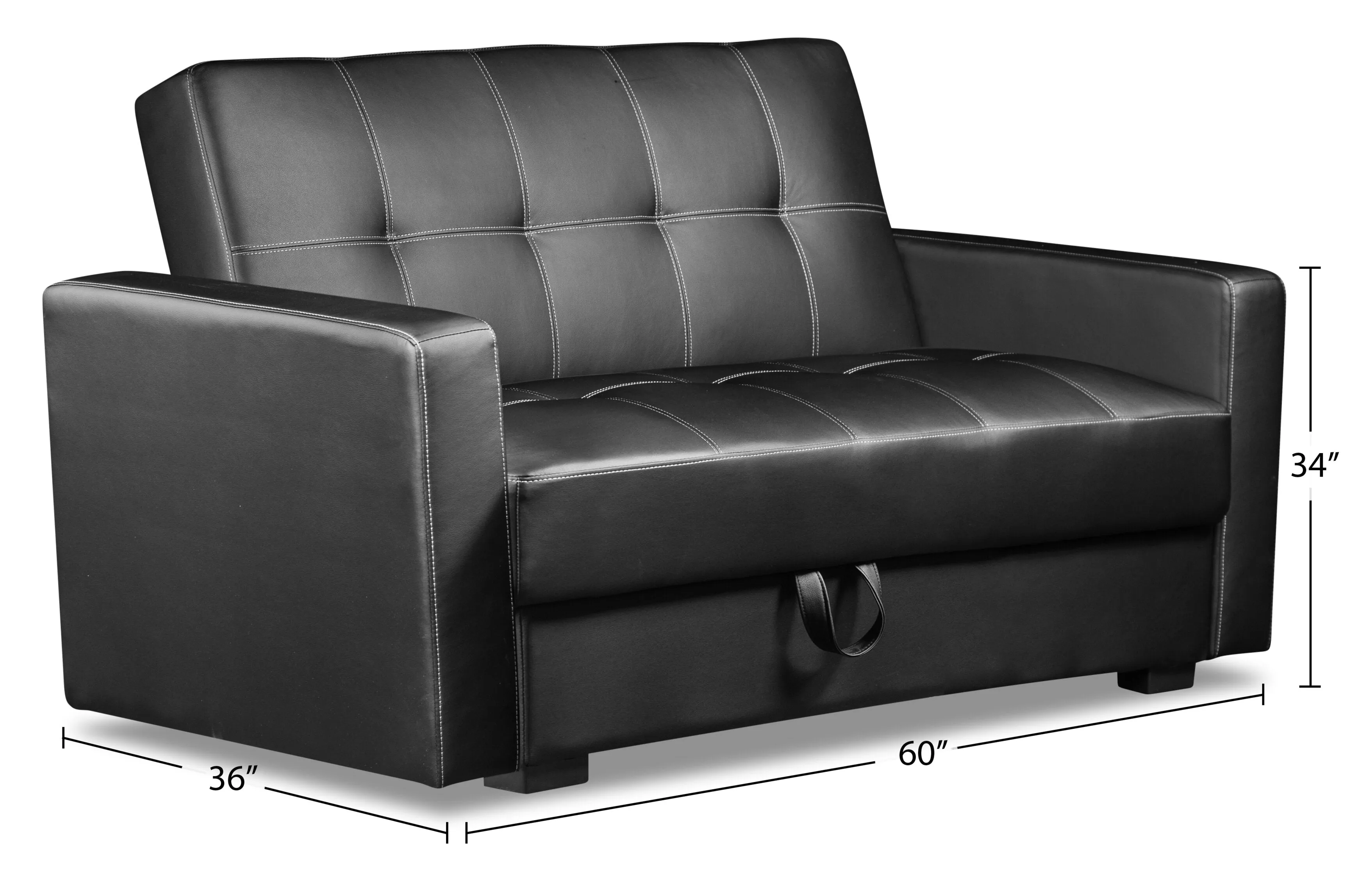 Caledon Leather-Look Futon - Black