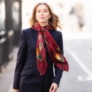 Caledonia Holly Berry Red Large Square Pure Silk Scarf