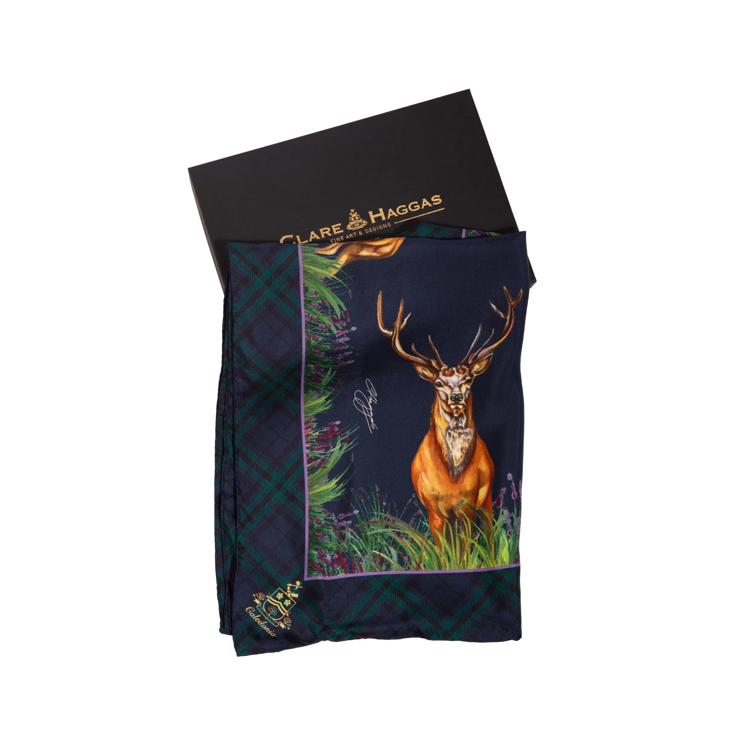 Caledonia Navy Blue Classic Pure Silk Scarf