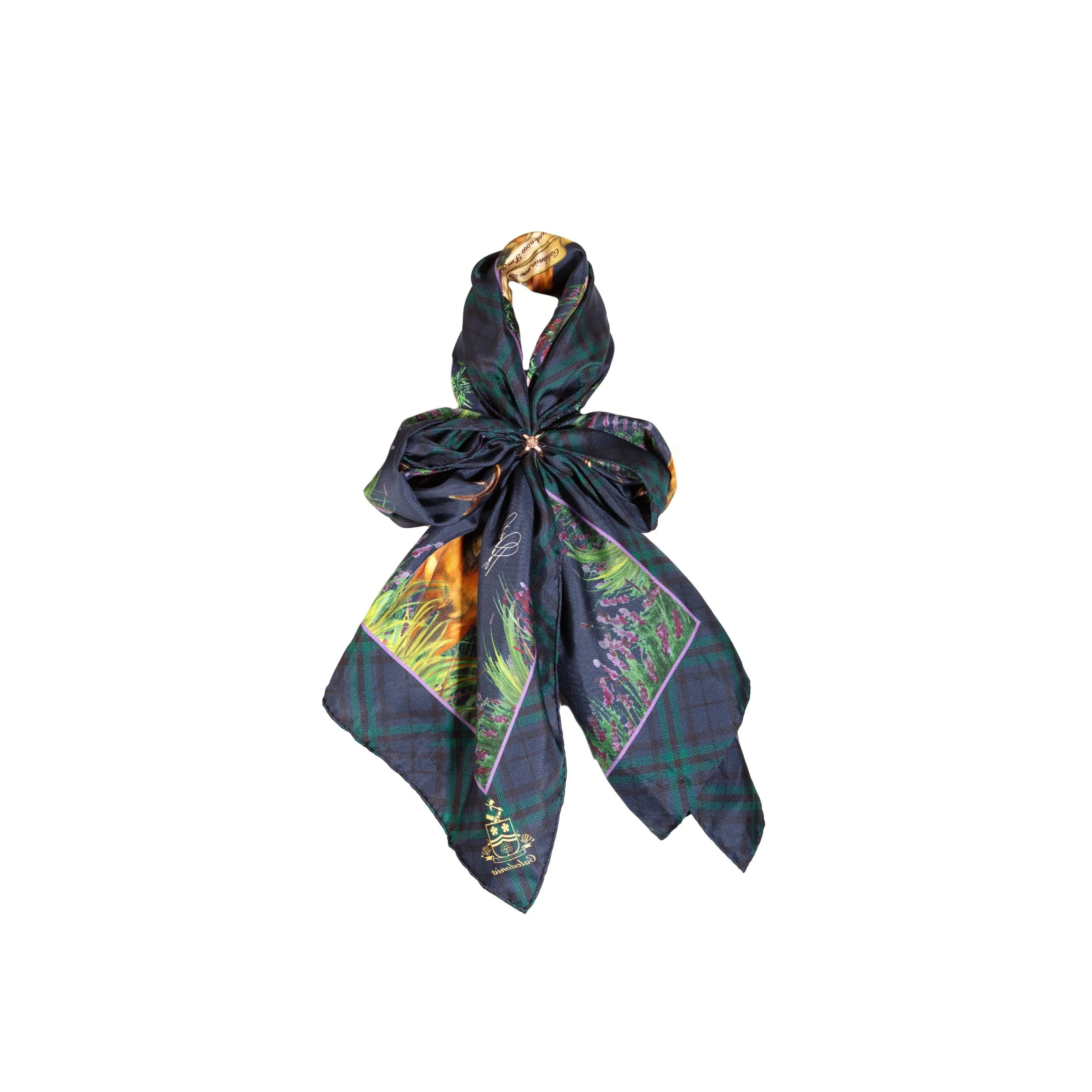 Caledonia Navy Blue Classic Pure Silk Scarf