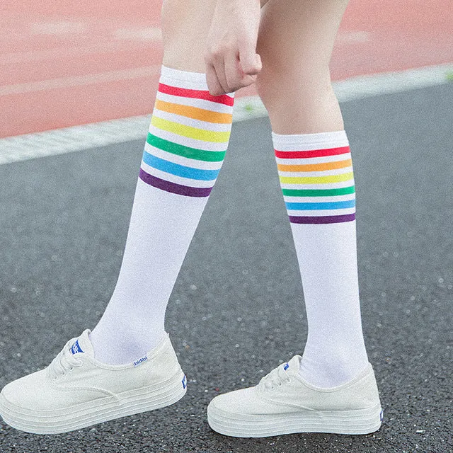 Calf socks stripe movement and knee high hose