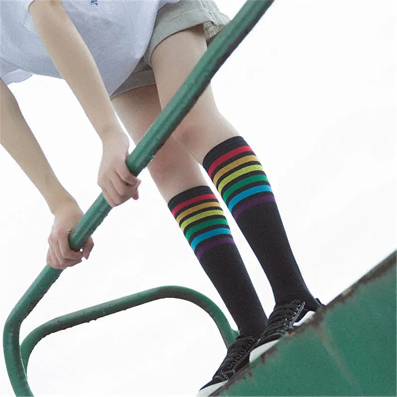 Calf socks stripe movement and knee high hose