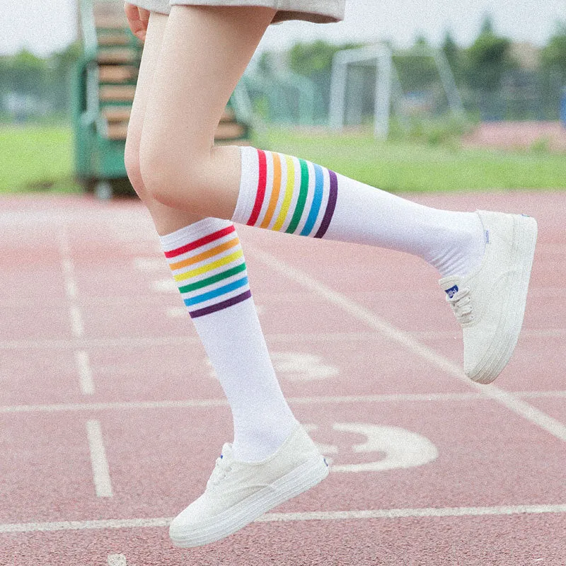 Calf socks stripe movement and knee high hose