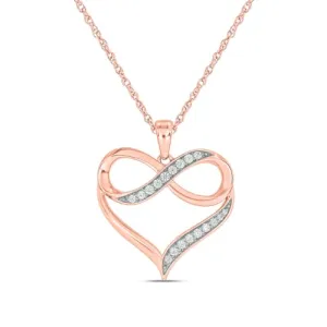 Cali Trove Diamond Infinity Heart Pendant for Women (Rose Gold) | 1/4cttw Real White Diamonds Necklace for Women | Infinity Heart Pendant Gift for her | Mother's Day Gift for Mom |Jewelry for Women