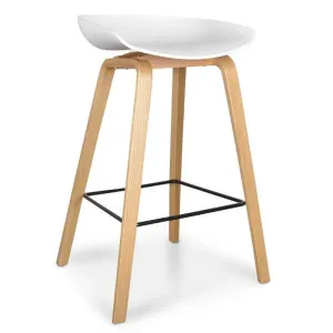 Calibre 65cm Bar Stool in White And Natural