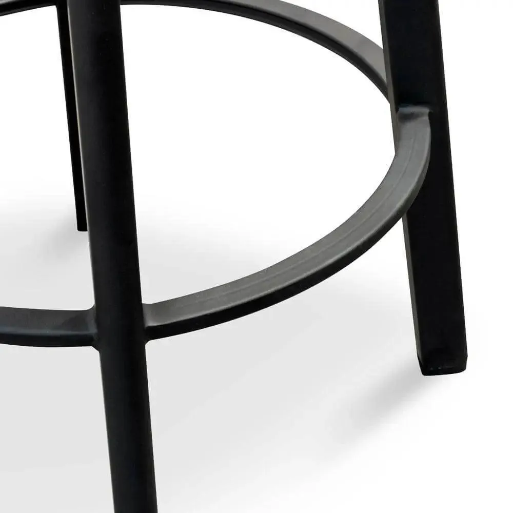 Calibre 65cm Bar Stool With Black Timber Seat - Black Frame (Set of 2)