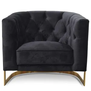 Calibre Armchair in Black Velvet - Brushed Gold Base LC2324-BS