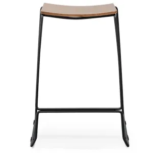 Calibre Bar Stool With Walnut Timber Seat - Black Frame BS2456-NH