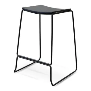 Calibre Black Timber Seat Bar Stool - Black Frame