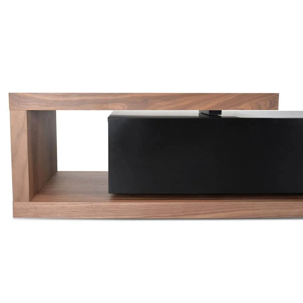 Calibre Scandinavian 2.4m-3.07m Lowline Entertainment TV Unit - Walnut - Black