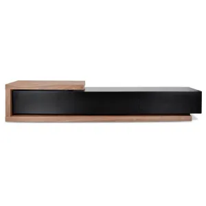 Calibre Scandinavian 2.4m-3.07m Lowline Entertainment TV Unit - Walnut - Black