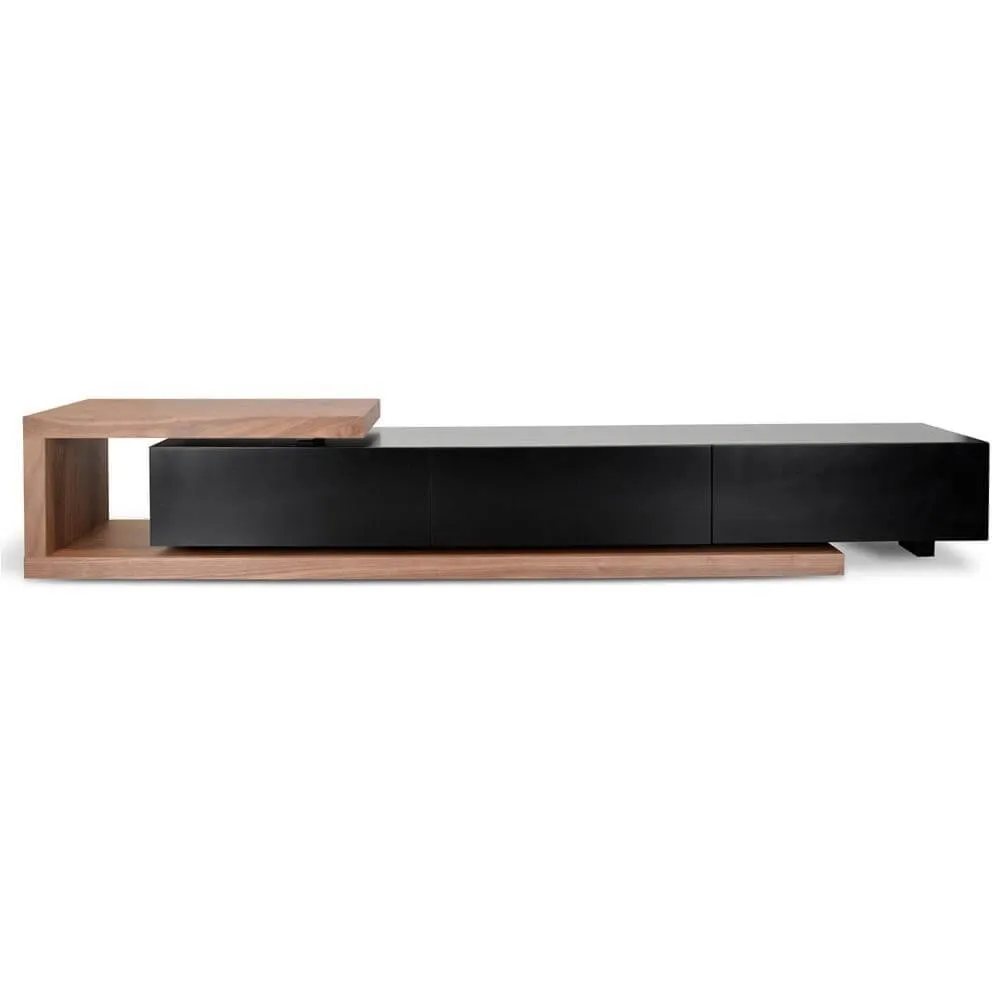 Calibre Scandinavian 2.4m-3.07m Lowline Entertainment TV Unit - Walnut - Black