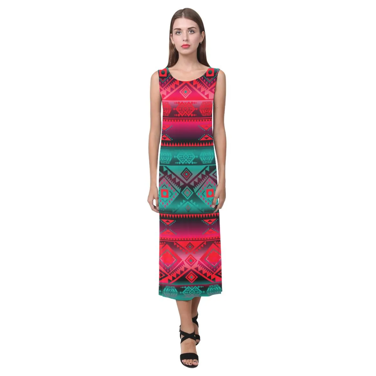 California Coast Summer Gather Phaedra Sleeveless Open Fork Long Dress