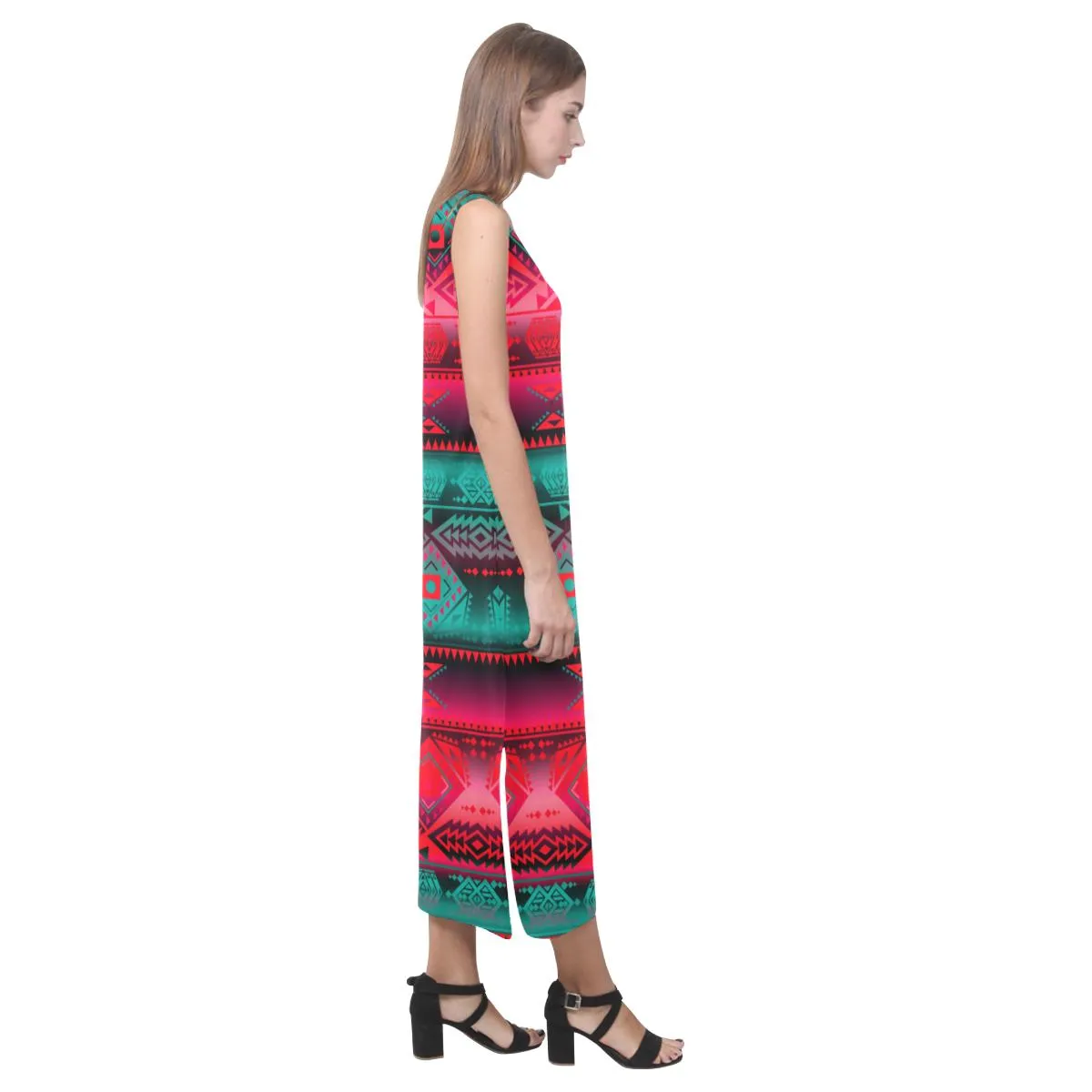 California Coast Summer Gather Phaedra Sleeveless Open Fork Long Dress