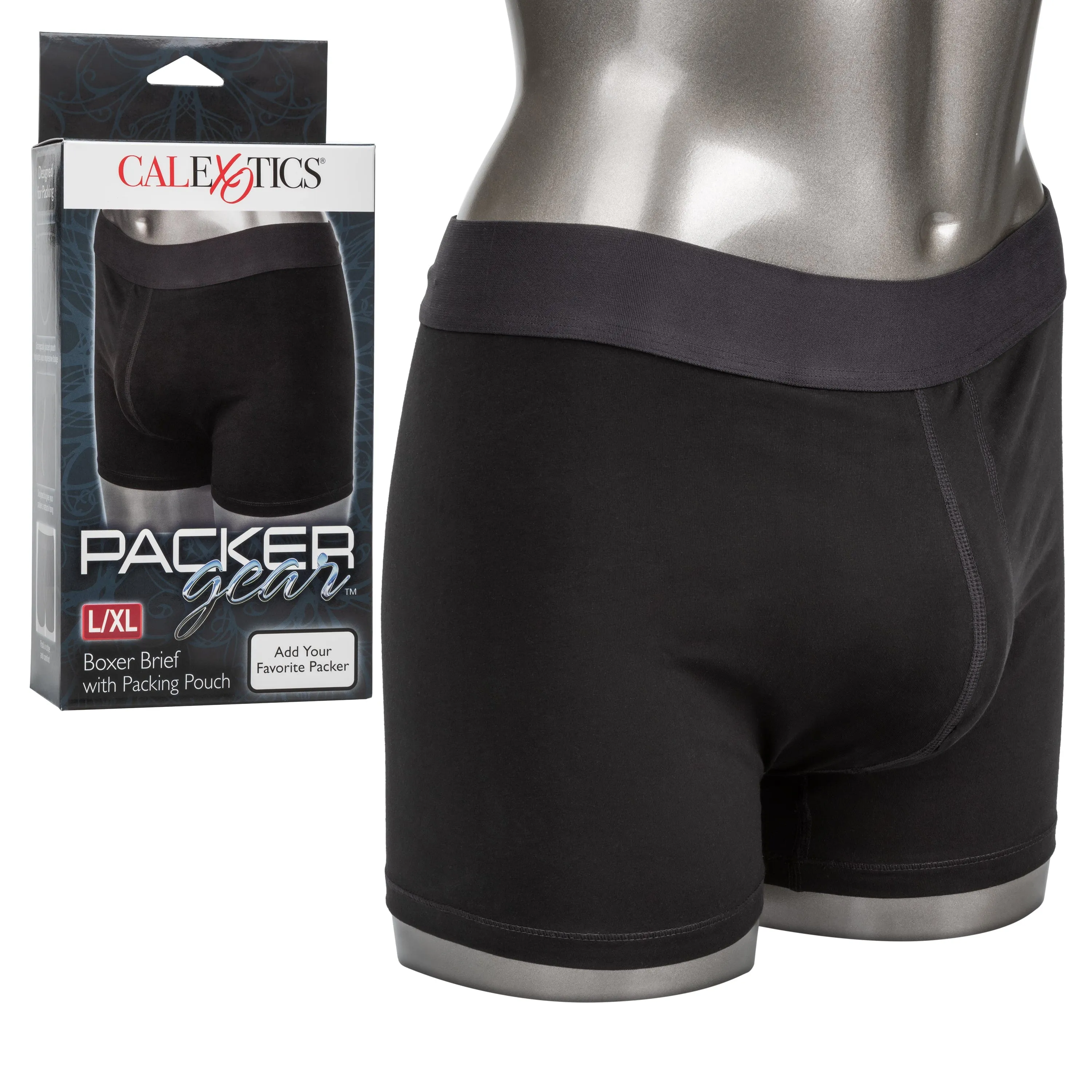 California Exotics - Packer Gear Boxer Brief Strap On Harness with Packing Pouch L/XL (Black)