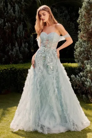 Callie Prom Dress Off the Shoulder Ball Gown 6201343TAK-SeafoamBlue   Andrea & Leo A1343  LaDivine A1343