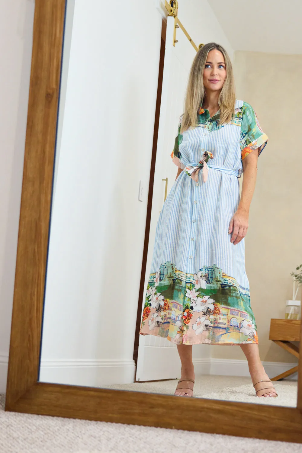 Calliope Linen Shirt Dress - Seaside Gardens