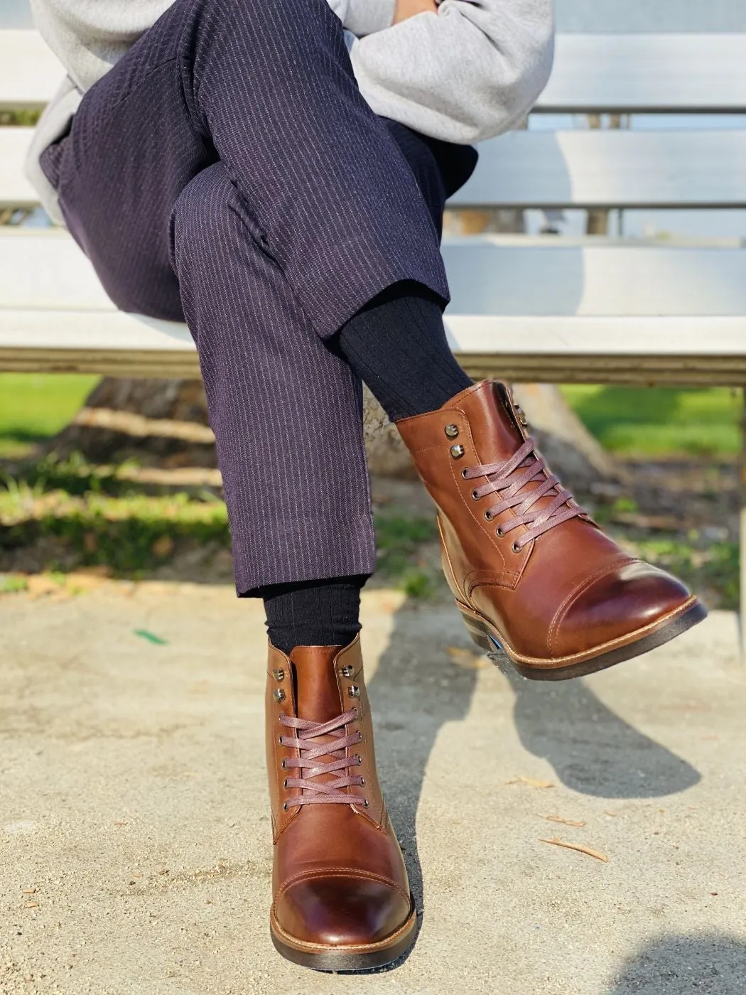 CALTO 2.8-Inch Taller Men's Cordovan Dark Brown Boots S9011