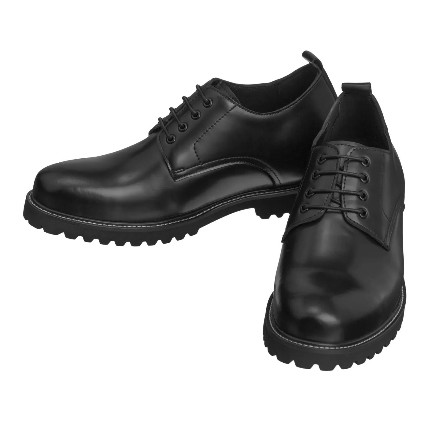 CALTO 3" Taller Black Leather Elevator Work Shoes