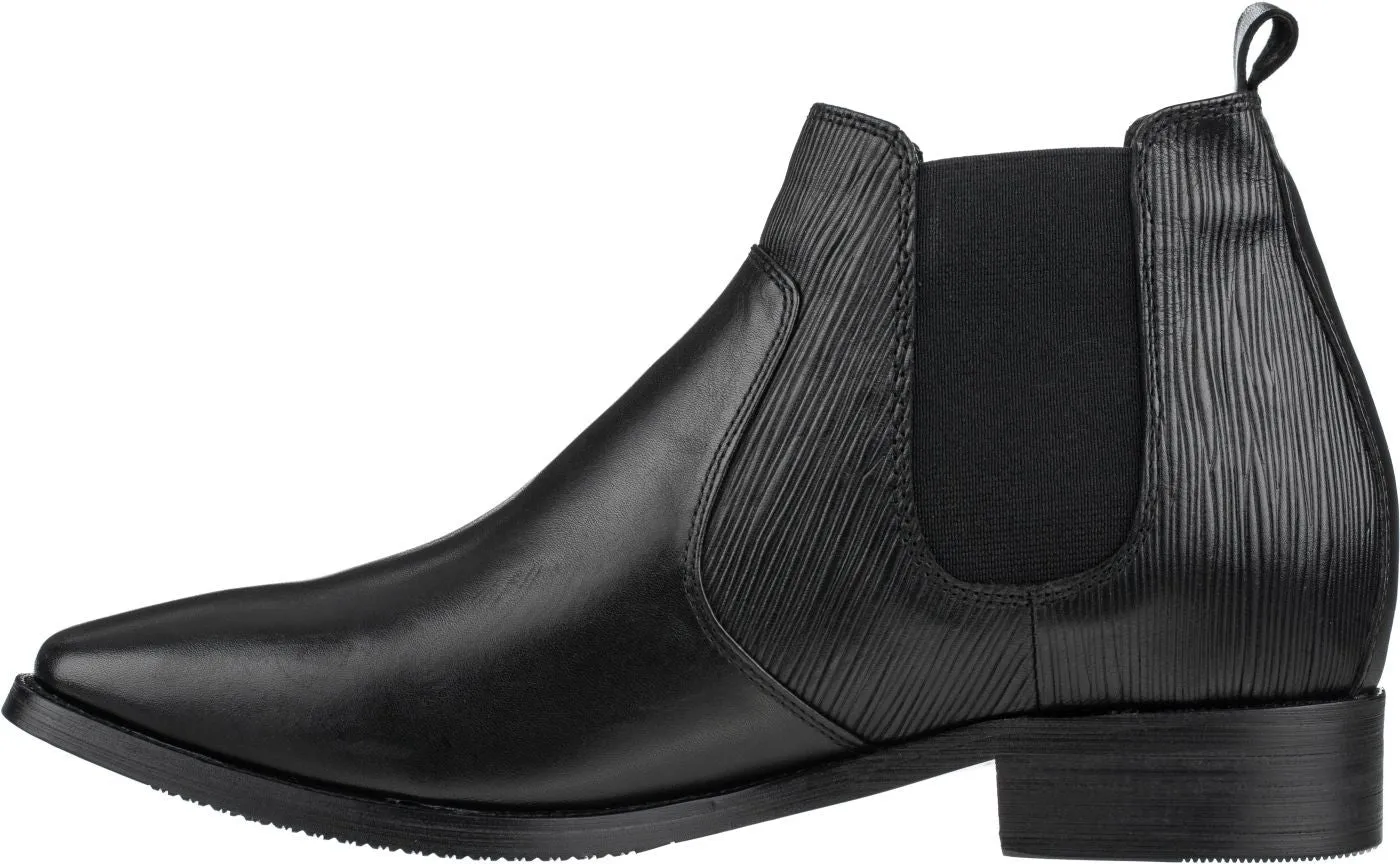 CALTO Black Leather Chelsea Boots - 3 Inches - T54021