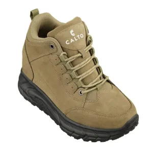 CALTO - S22798 - 4 Inches Taller (Khaki) - Hiking Style Boots