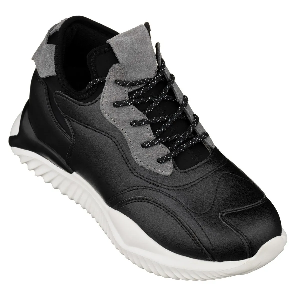 CALTO - S4205 - 3.2 Inches Taller (Black/Grey) - Lightweight Sneakers