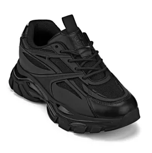 CALTO - S5282 - 2.6 Inches Taller (Jet Black/Onyx Sole) - Chunky Sole Sporty Sneakers