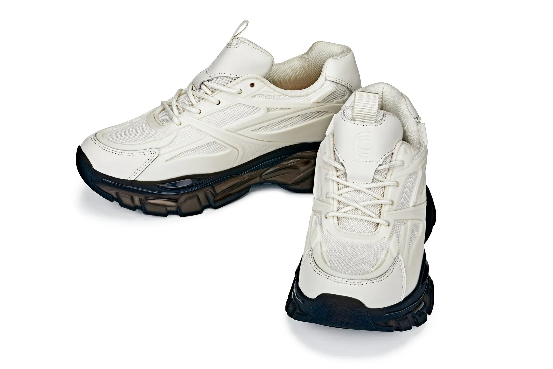 CALTO - S5283 - 2.6 Inches Taller (Beige/Translucent Onyx Sole) - Chunky Sole Sporty Sneakers