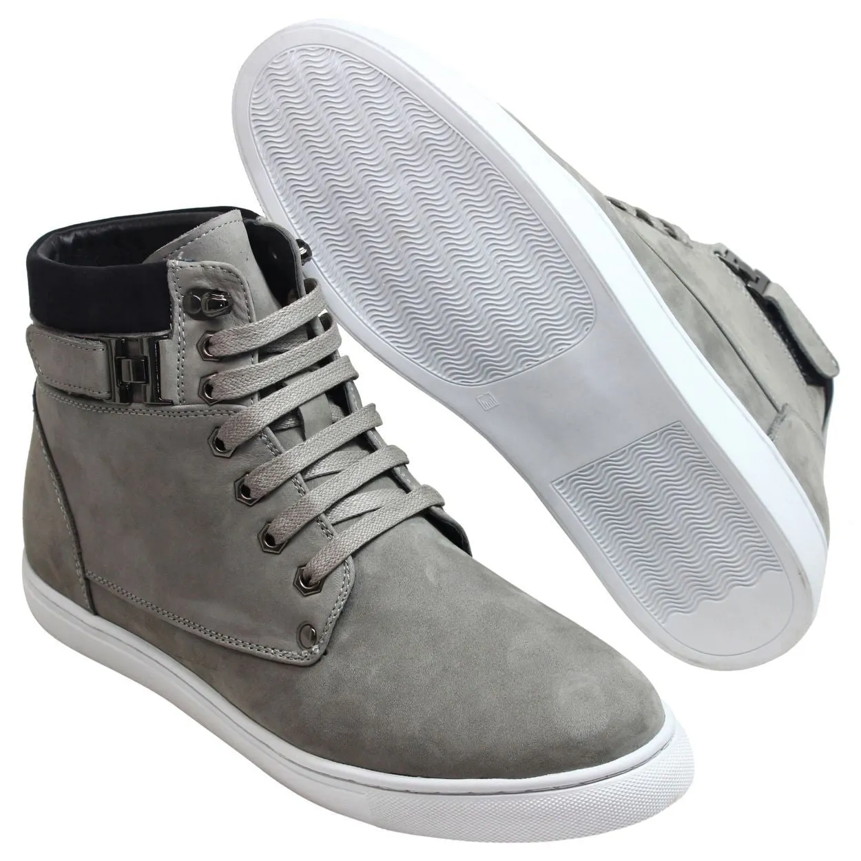 CALTO - T53120 - 2.6 Inches Taller (Nubuck Grey) - High top sneak-boot