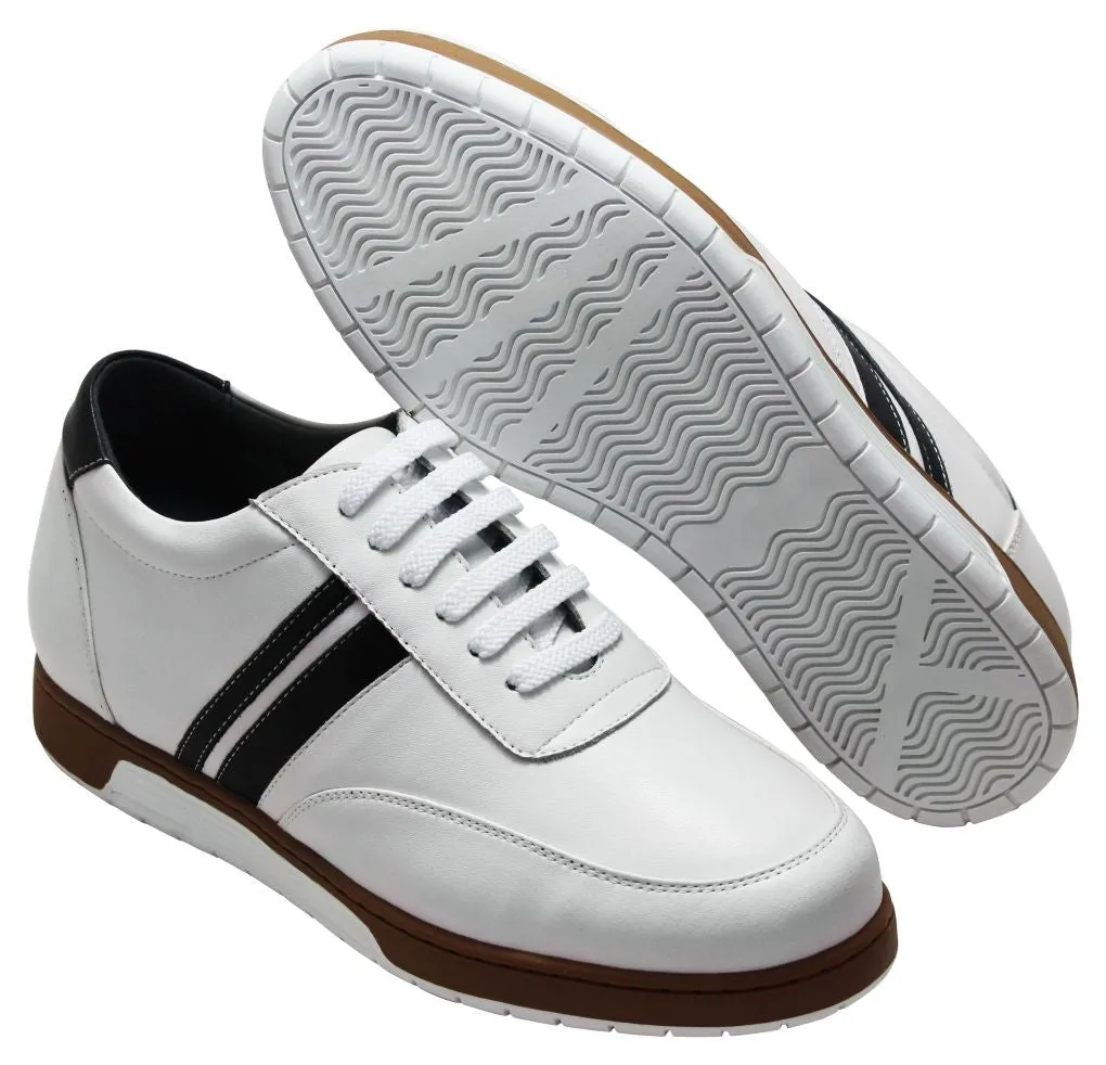 CALTO White Leather Sneakers - 2.8 inches - Y2821