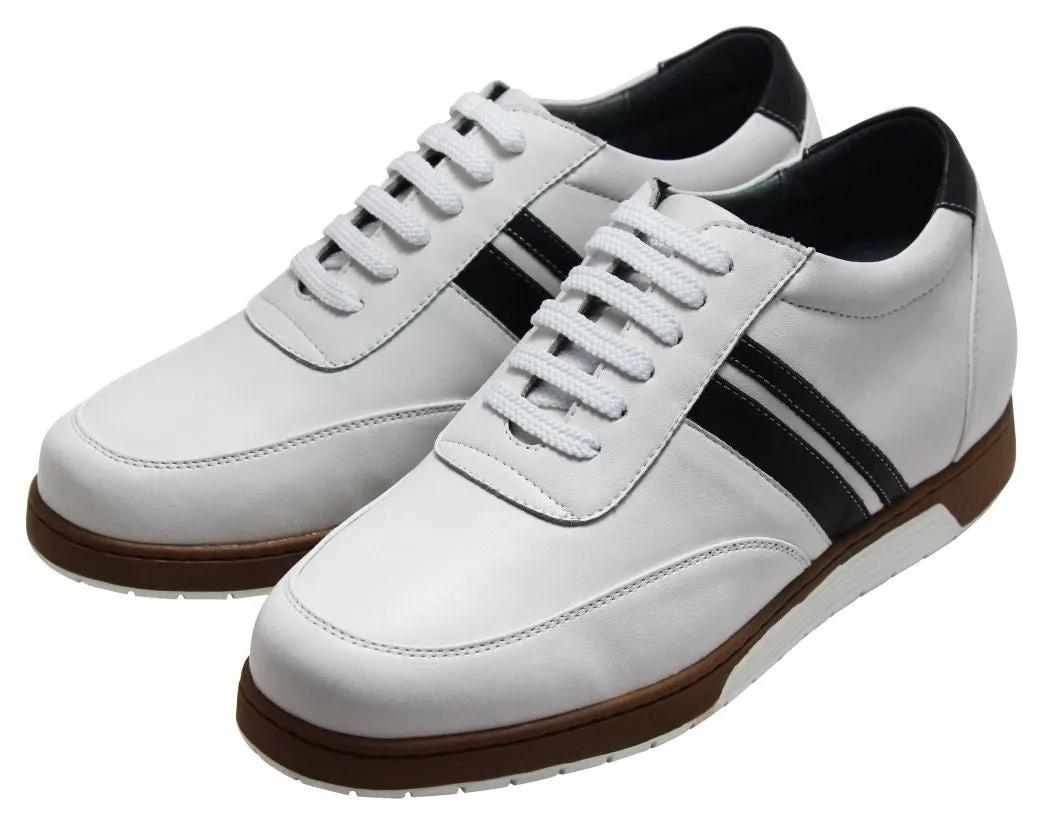 CALTO White Leather Sneakers - 2.8 inches - Y2821