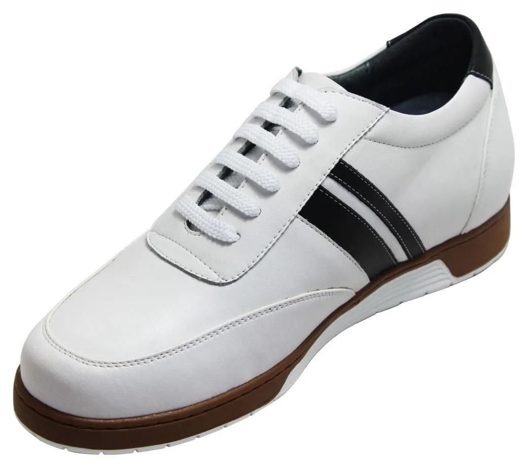 CALTO White Leather Sneakers - 2.8 inches - Y2821